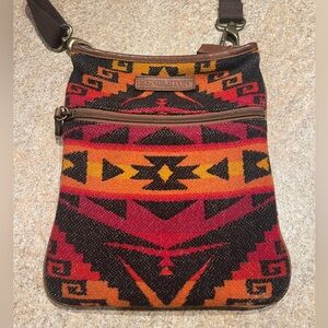 Genuine Wool Leather and Brass Pendleton Cross-body Bag